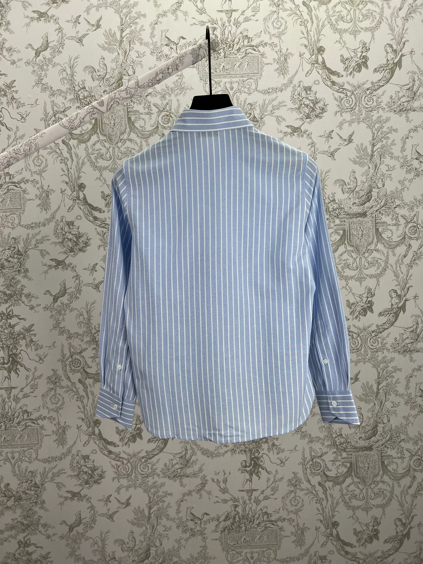 🅿️440 Polo 25ss New Vertical Stripe Logo Lapel Long Sleeve Shirt Men's Blue High Version Size: S.M.L.XL.